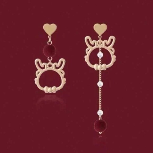 Hollow Out Zodiac Year Cartoon Dragon Design Asymmetric Earring - Picture 1 of 1